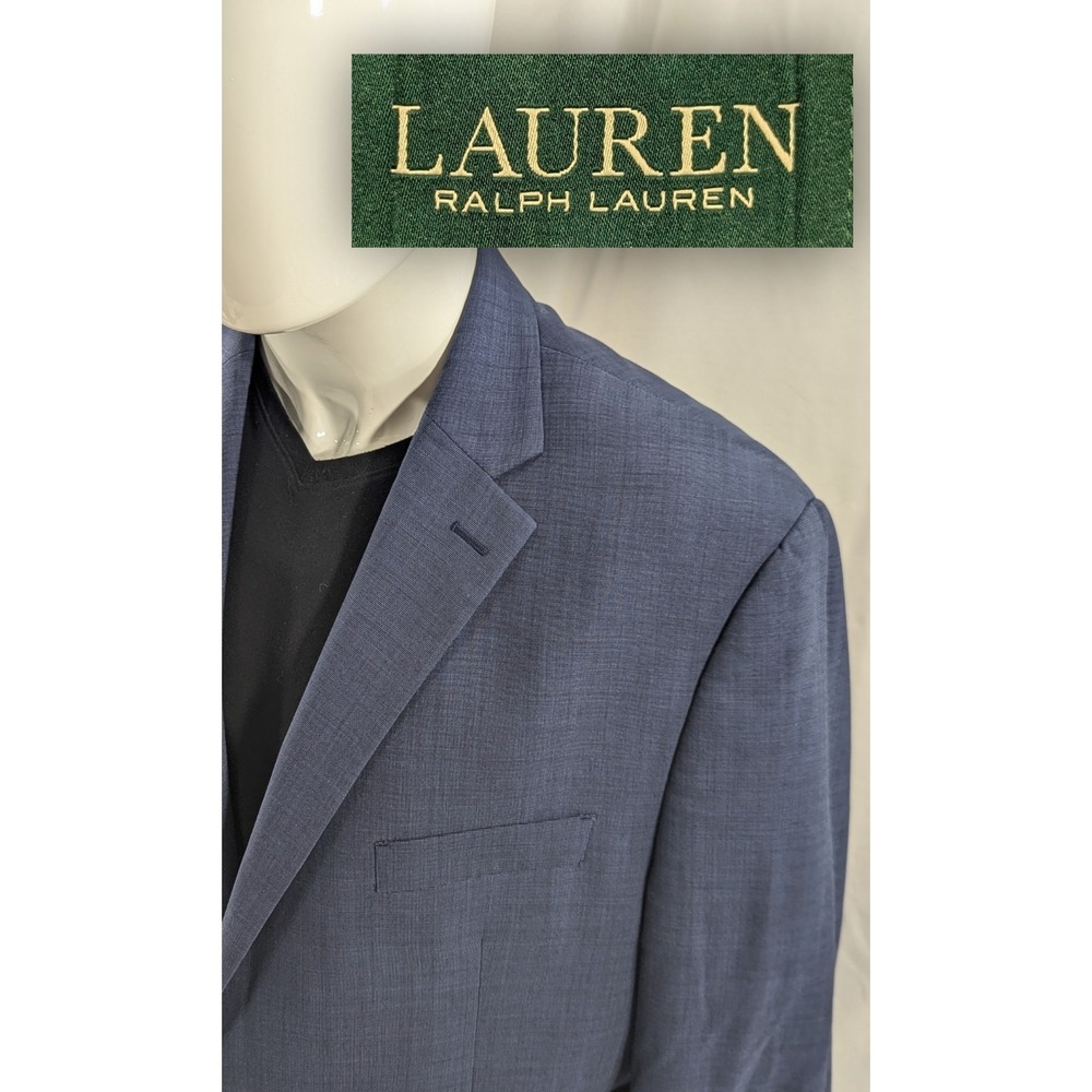 New No Tags Ralph Lauren Blazer Coat Wool Suit‎ Jacket Blue Crosshatch 44L 46"